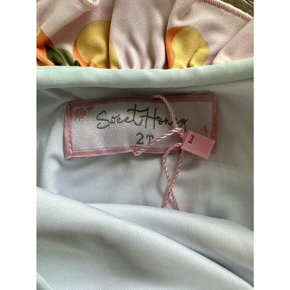 NWT SweetHoney Mary One Piece Swimsuit Savannah Floral White Green Pink 2T - Picture 5 of 7